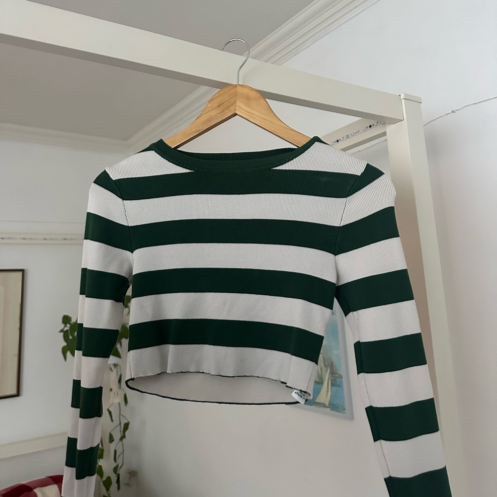 Zara green striped long sleeve top